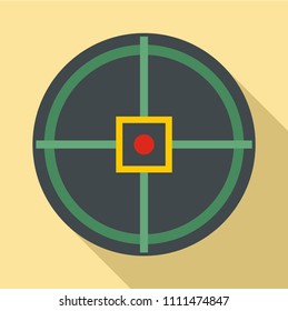 Red point gun aim icon. Flat illustration of red point gun aim vector icon for web design