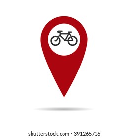 The red pointer on the map Bicycle