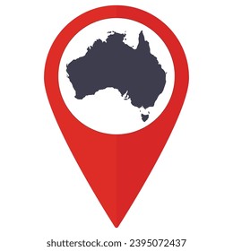 Red Pointer or pin location with Australia map inside. Map of Australia 