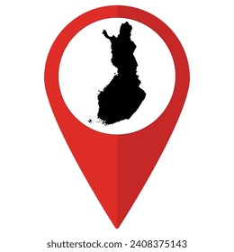 Red Pointer or pin location with Finland map inside. Map of Finland