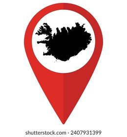 Red Pointer or pin location with Iceland map inside. Map of Iceland