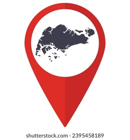 Localización del puntero rojo o del pin con el mapa de Singapur dentro. Mapa de Singapur