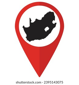 Red Pointer or pin location with South Africa map inside. Map of South Africa