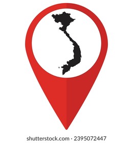 Red Pointer or pin location with Vietnam map inside. Map of Vietnam
