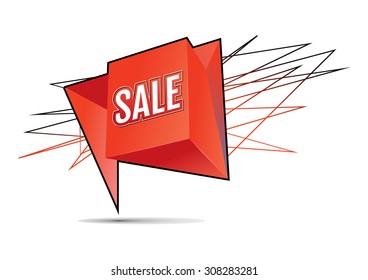 red pointer with "sale" tag, abstract vector sticker