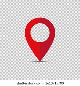 Red pointer vector isolated location isolated element on transparent background. Location marker button. Map pointer sign. Red location pin, map pointer icon. EPS 10