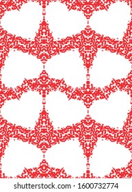Red pointillism background with repeat hearts pattern vector print