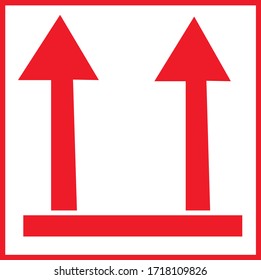 Red pointing indicator on a white background