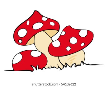 Red poison mushrooms.