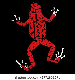 a red poisonous forest frog with a black background.reptile animal beautiful skin texture on black background