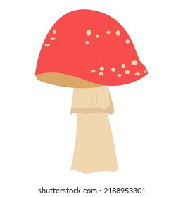red poisonous mushroom highlighted on a white background. A set of vector illustrations