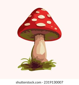 red poisonous mushroom watercolor detail illustration