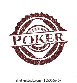 Red Poker distressed grunge style stamp