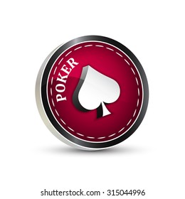 Red poker vector icon isolated on a white background, 3d symbol with perspective.