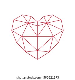 Red polegon heart - icon.