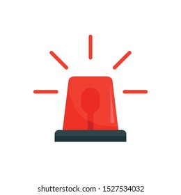 Red police flasher icon. Flat illustration of red police flasher vector icon for web design