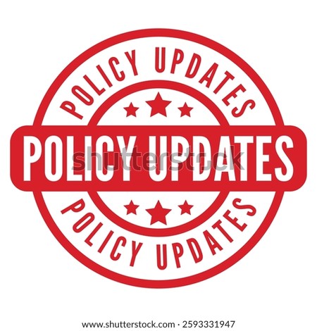 Red Policy Updates isolated stamp, sticker, sign with Stars vector illustration