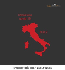 Red political Italy Map on white background.Corona virus Covid19 situation.vector Illustration.  