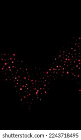 Red Polka Christmas Vector Black Background. Rich Sequin Background. Pink Sparkle Effect Design. Confetti Anniversary Illustration.