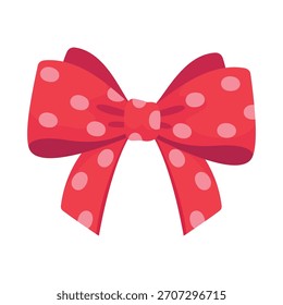 Red Polka Dot Bow Illustration for Gifts and Decoration