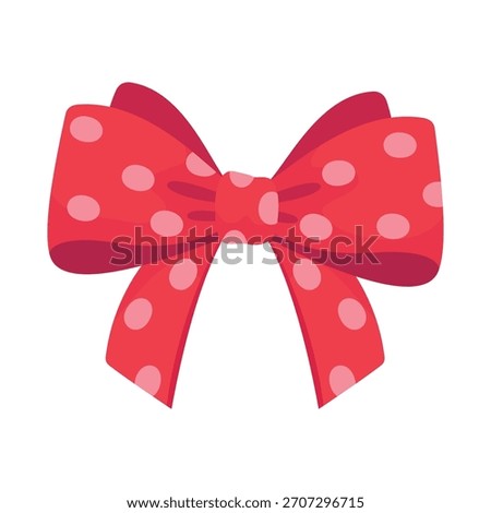 Red Polka Dot Bow Illustration for Gifts and Decoration
