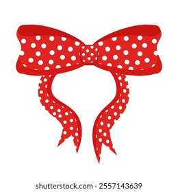 Red polka dot bow ,vector illustration