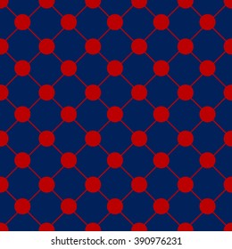 Red Polka dot Chess Board Grid Navy Blue Background Vector Illustration