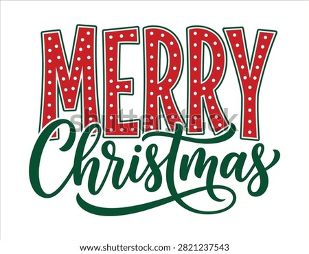 Red Polka Dot Merry Christmas Typography With Green Script