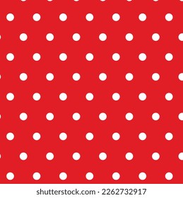 Red polka dot print background, repeating pattern.