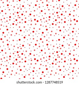 Red polka dot seamless. Color chaotic pattern circle. Spots Seamless pattern. - Vector