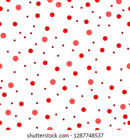 Red polka dot seamless. Color chaotic pattern circle. Spots Seamless pattern. - Vector