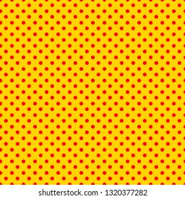 Red polka dot seamless pattern. Geometric background. Round shapes. Vector illustration. 