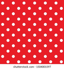 Red Polka Dot Seamless Pattern, Vector