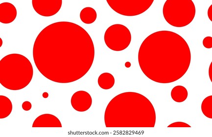 red polka dots pattern, Red dot on white background, design for fabric printing as repeat pattern, pink red circle