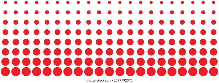 Red polka dots pattern. Dotted gradient halftone background. Red fading comic pop art overlay backdrop. Horizontal templates using halftone dots pattern. Halftone dots background. Vector illustration