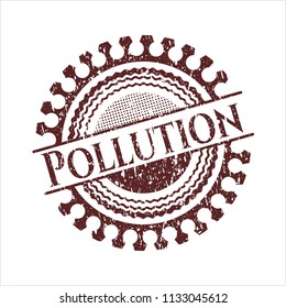 Red Pollution rubber stamp with grunge texture