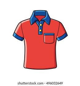 Red polo shirt icon isolated.