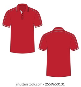 Red polo shirt mockup front and back view