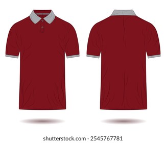 Red polo shirt mockup with grey collar
