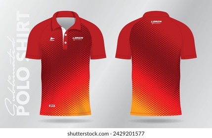 red polo shirt mockup template design for soccer jersey, football kit, sportswear. Sport uniform in front and back view. Shirt Mockup Vector Illustration