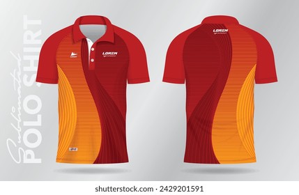 red polo shirt mockup template design for soccer jersey, football kit, sportswear. Sport uniform in front and back view. Shirt Mockup Vector Illustration