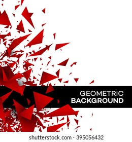 Red Polygon Background Flyer Template Brochure Triangle Geometric Design. Vector Illustration EPS10