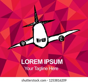 Red Polygon Geometric Airplane Fly Aircraft Travel Transportation  Hand Drawn or Sketch for Graphic Design, Shirt, Background, Logo, Icon and Template. Vector Illustration EPS10