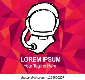 Red Polygon Geometric Astronaut Spaceman Science Travel Exploration Hand Drawn or Sketch for Graphic Design, Shirt, Background, Logo, Icon and Template. Vector Illustration EPS10