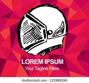 Red Polygon Geometric Astronaut Spaceman Science Travel Exploration Hand Drawn or Sketch for Graphic Design, Shirt, Background, Logo, Icon and Template. Vector Illustration EPS10