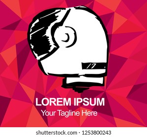 Red Polygon Geometric Astronaut Spaceman Science Travel Exploration Hand Drawn or Sketch for Graphic Design, Shirt, Background, Logo, Icon and Template. Vector Illustration EPS10