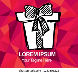 Red Polygon Geometric Birthday Christmas Gift Present Surprise Hand Drawn or Sketch for Graphic Design, Shirt, Background, Logo, Icon and Template. Vector Illustration EPS10