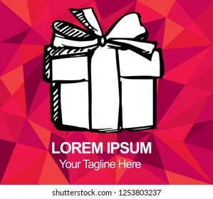 Red Polygon Geometric Birthday Christmas Gift Present Surprise Hand Drawn or Sketch for Graphic Design, Shirt, Background, Logo, Icon and Template. Vector Illustration EPS10