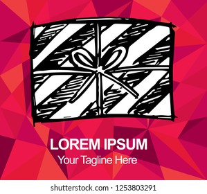 Red Polygon Geometric Birthday Christmas Gift Present Surprise Hand Drawn or Sketch for Graphic Design, Shirt, Background, Logo, Icon and Template. Vector Illustration EPS10
