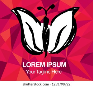 Red Polygon Geometric Butterfly Insect Nature Spring Summer Hand Drawn or Sketch for Graphic Design, Shirt, Background, Logo, Icon and Template. Vector Illustration EPS10